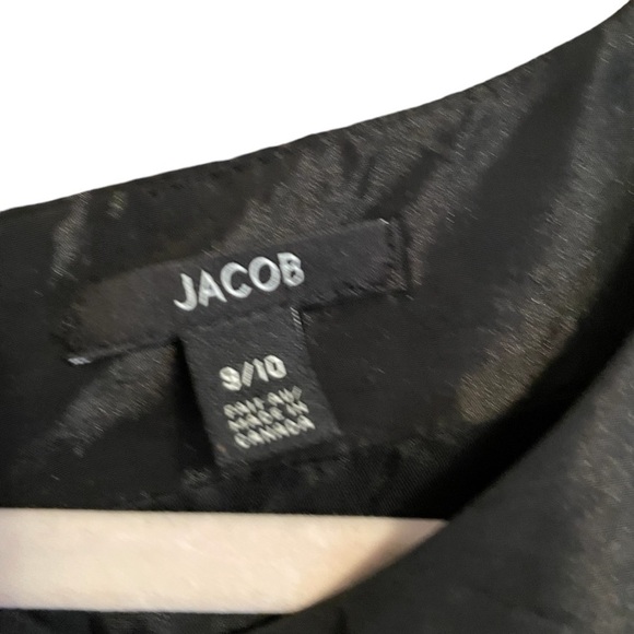 Jacob Little Black Dress-Yoke Neckline-Zip Back-Matte Satin Look-Size 9/10 - Picture 4 of 10